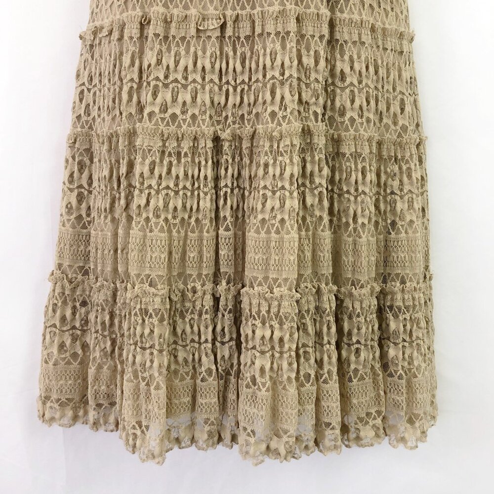 Max Studio Taupe Stretch Lace Midi Dress (L) Fit & Flare Vintage Y2K Coquette - Picture 5 of 9